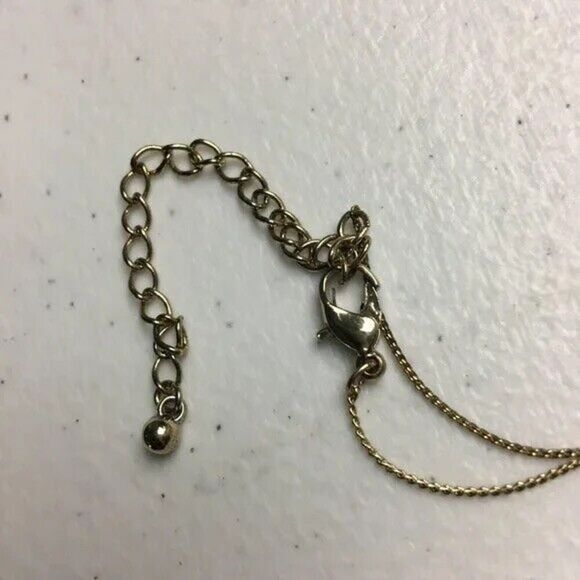 Peace Sign Necklace Dainty Gold Tone Chain Faceted Metallic Glass Beads - Picture 4 of 6